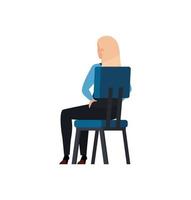 zurück Geschäftsfrau sitzt im Stuhl isolierte Symbol vektor