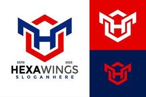 Brief h Hexagon Flügel Logo Design Vektor Symbol Symbol Illustration