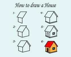 Schritt zu Schritt zeichnen ein Haus. gut zum Zeichnung Kind Kind Illustration. Vektor Illustration