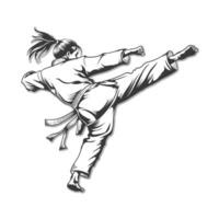 Karate Kämpfer Kampf Stil Vektor Hand Zeichnung Design.