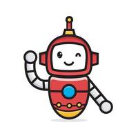 süße Charaktere freundlicher Roboter winkende Hand vektor