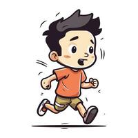 löpning pojke. vektor illustration av en liten pojke löpning i en skynda.