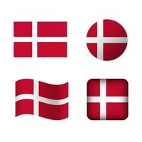 Vektor Dänemark National Flagge Symbole einstellen