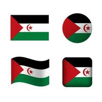 vektor sahrawi arab demokratisk republik nationell flagga ikoner uppsättning