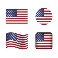 Vektor USA National Flagge Symbole einstellen