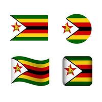 vektor zimbabwe nationell flagga ikoner uppsättning