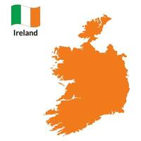 Karta av irland med irland nationell flagga vektor