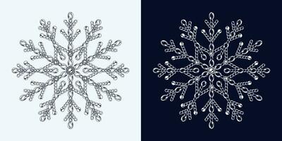 fint svartvit snöflinga tillverkad av Smycken kedjor vektor
