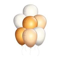 uppsättning ballonger helium gyllene och vita vektor