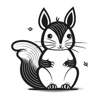 Eichhörnchen. süß Karikatur Tier. schwarz und Weiß Vektor Illustration.