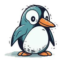 süß Karikatur Pinguin. Vektor Illustration isoliert auf Weiß Hintergrund.