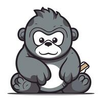 gorilla tecknad serie maskot karaktär med cigarett vektor illustration