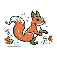 Eichhörnchen im das Wald. Vektor Illustration von ein süß Eichhörnchen.