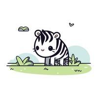 süß Zebra im das Gras. Vektor Illustration im Karikatur Stil.