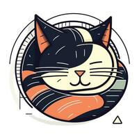 Vektor Illustration von ein Katze Kopf im ein Kreis. süß Karikatur Charakter.