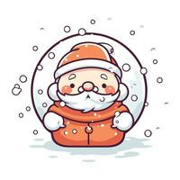 süß Karikatur Santa claus im Schnee Globus. Vektor Illustration.