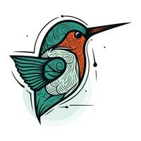 kolibri vektor illustration. stiliserade hand teckning av en fågel.