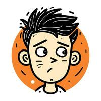 vektor illustration av en ung man med en ledsen ansikte. känslor.