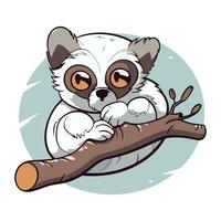 süß Karikatur Lemur auf ein Baum Ast. Vektor Illustration.