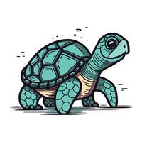 Schildkröte Vektor Illustration isoliert auf Weiß Hintergrund. Hand gezeichnet Karikatur Stil.