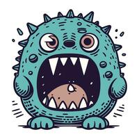 Karikatur Monster. Vektor Illustration von ein Monster- mit Scharf Zähne.