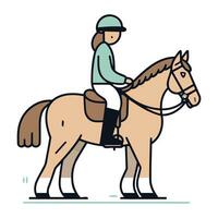 häst ridning. ryttare sport. vektor illustration i linjär stil