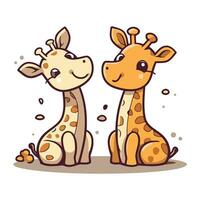 söt tecknad serie giraffer. vektor illustration isolerat på vit bakgrund.