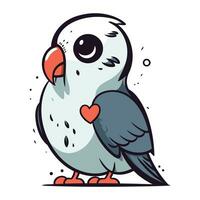 söt papegoja med hjärta. vektor illustration i tecknad serie stil.