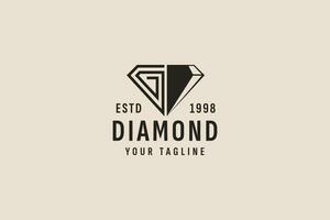 årgång stil diamant logotyp vektor ikon illustration