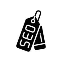 SEO Etikett Glyphe Symbol. Vektor Symbol zum Ihre Webseite, Handy, Mobiltelefon, Präsentation, und Logo Design.