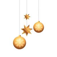 Kugeln mit Sternen Weihnachten hängen isolierte Symbol vektor