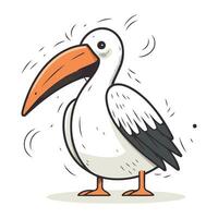 Pelikan Vogel Vektor Illustration. Karikatur Pelikan Vogel Symbol.