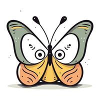 Schmetterling mit Augen und Flügel. Vektor Illustration im Karikatur Stil.