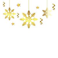 Schneeflocken golden von Weihnachten hängenden isolierten Symbol vektor