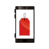 Smartphone-Gerät mit isoliertem Label Commerce-Symbol vektor