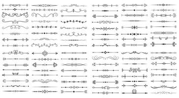 sida delare och design element. uppsättning av olika enkel svart delare design, blandad delare samling mall vektor. samling av blommig avdelare element mega dekoration för kalligrafi. vektor
