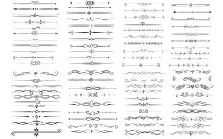 sida delare och design element. uppsättning av olika enkel svart delare design, blandad delare samling mall vektor. samling av blommig avdelare element mega dekoration för kalligrafi. vektor
