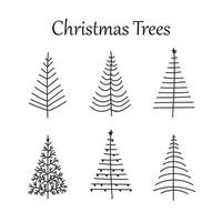 Hand gezeichnet Weihnachten Baum Sammlung skizzieren vektor