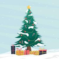 Illustration von ein Jahrgang Weihnachten Baum mit Weihnachten Ornamente vektor