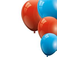 set ballonger heliumröd med vitt och blått vektor