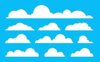 moln vektor, platt moln abstrakt design, ikon miljö naturlig på blå bakgrund vektor