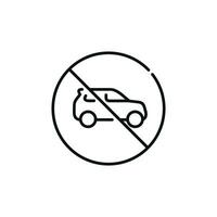 Nein Auto Linie Symbol Zeichen Symbol isoliert auf Weiß Hintergrund. Nein Fahrzeuge erlaubt Linie Symbol vektor