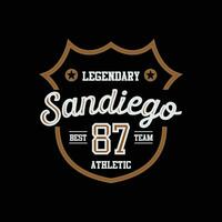 sandiego atletisk illustration typografi för t skjorta, affisch, märka, logotyp, klistermärke, eller kläder vektor