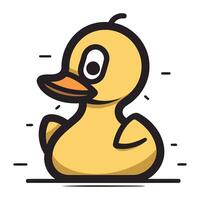süß Gummi Ente Karikatur Vektor Illustration isoliert auf Weiß Hintergrund. süß Gelb Gummi Ente Symbol.