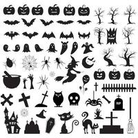 groß einstellen von Silhouetten von Halloween auf ein Weiß Hintergrund. Vektor Illustration.