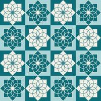 Arabisch geometrisch Mosaik druckbar nahtlos Muster mit abstrakt marokkanisch drucken im Blau und Orange Farben. Ramadan kareem traditionell islamisch Kunst Illustration Hintergrund vektor