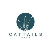 bäck och cattail flod logotyp, enkel minimalistisk gräs design för företag varumärke vektor