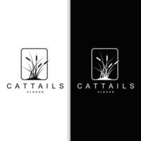 bäck och cattail flod logotyp, enkel minimalistisk gräs design för företag varumärke vektor