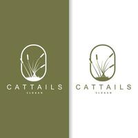 bäck och cattail flod logotyp, enkel minimalistisk gräs design för företag varumärke vektor