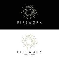 Feuerwerk Logo, einfach Linie Modell- Design Neu Jahr Feier Tag Illustration, Vorlage Vektor